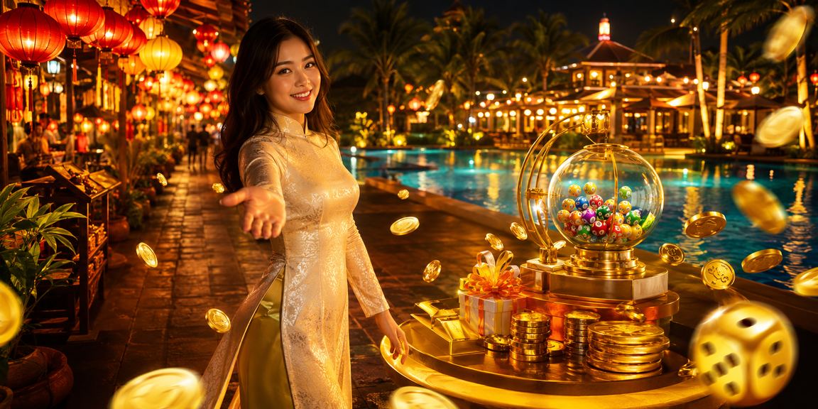 Người phụ nữ mặc áo dài xem xổ số điện tử trên điện thoại tại Mũi Né